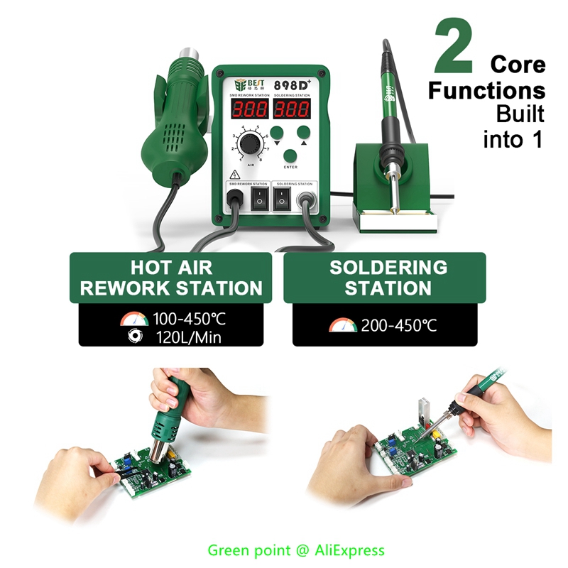 Smd Rework Station Hot Air Soldering 2 In 1 - BST-898D + Display a LED 2